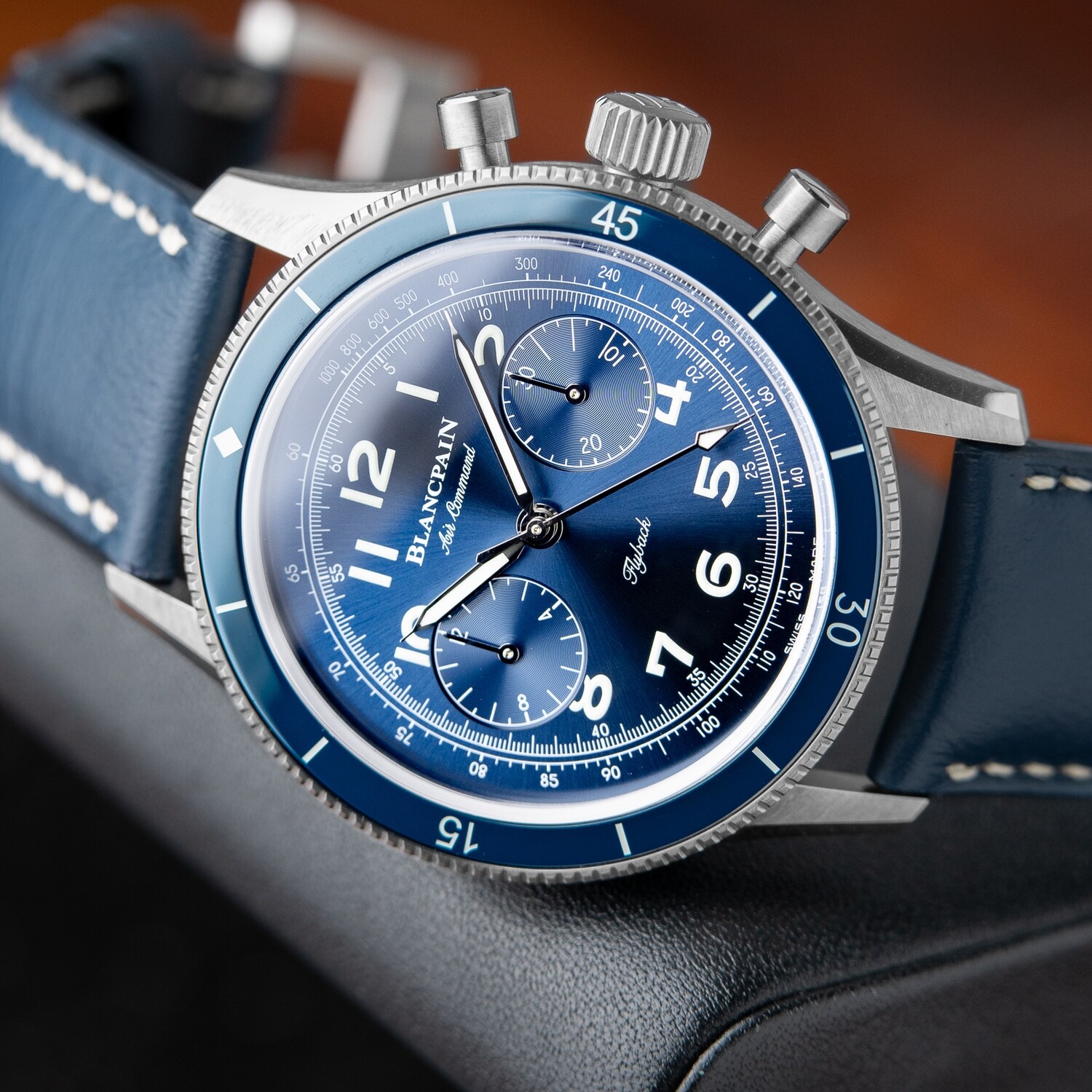 Blancpain Air Command Flyback Chronograph 42.5mm Titanium Blue Dial F388B