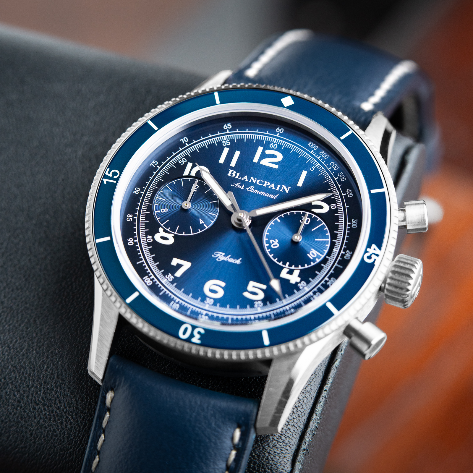 Blancpain Air Command Flyback Chronograph 42.5mm Titanium Blue Dial F388B