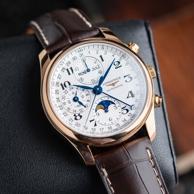 Longines Master Collection UNWORN Rose Gold Chronograph Automatic Moonphase 40mm