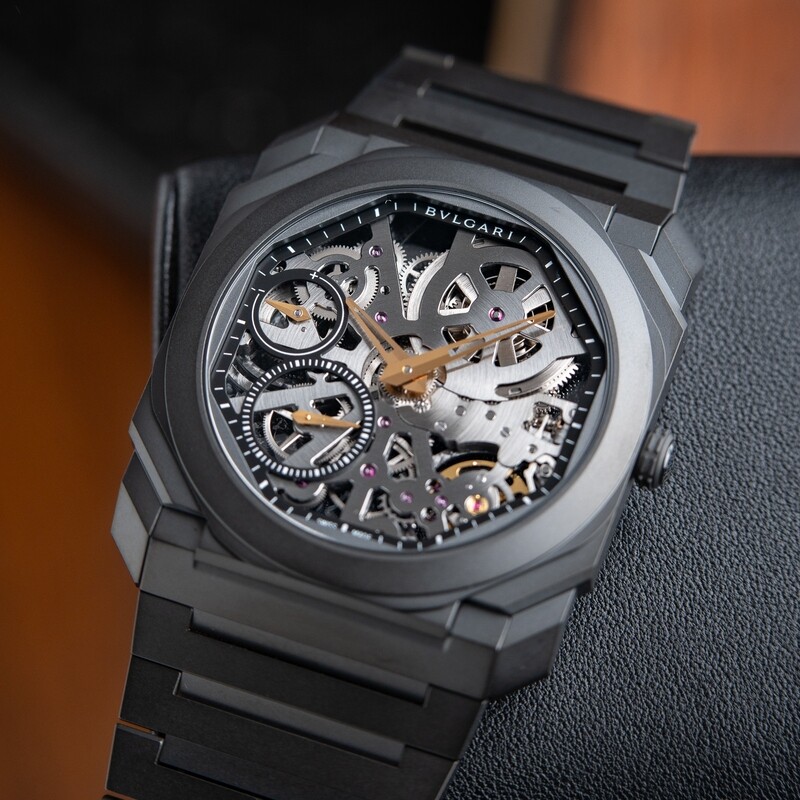 BVLGARI Octo Finissimo Black DLC Titanium Skeleton 40mm Bracelet Set