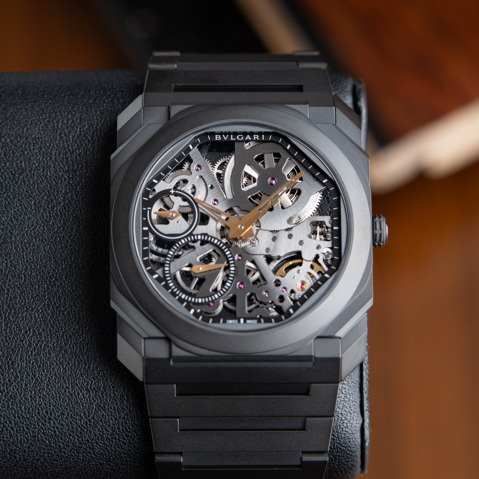 BVLGARI Octo Finissimo Black DLC Titanium Skeleton 40mm Bracelet Set