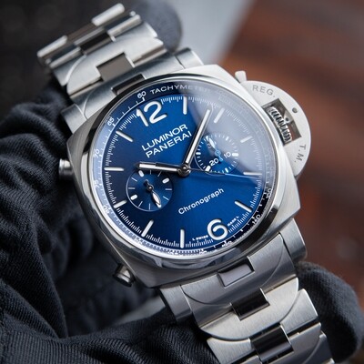 時計 LUMINOR PANERAI AUTOMATIC Chrono Panerai Luminor Chrono Steel 2023 UNWORN Blue Chronograph