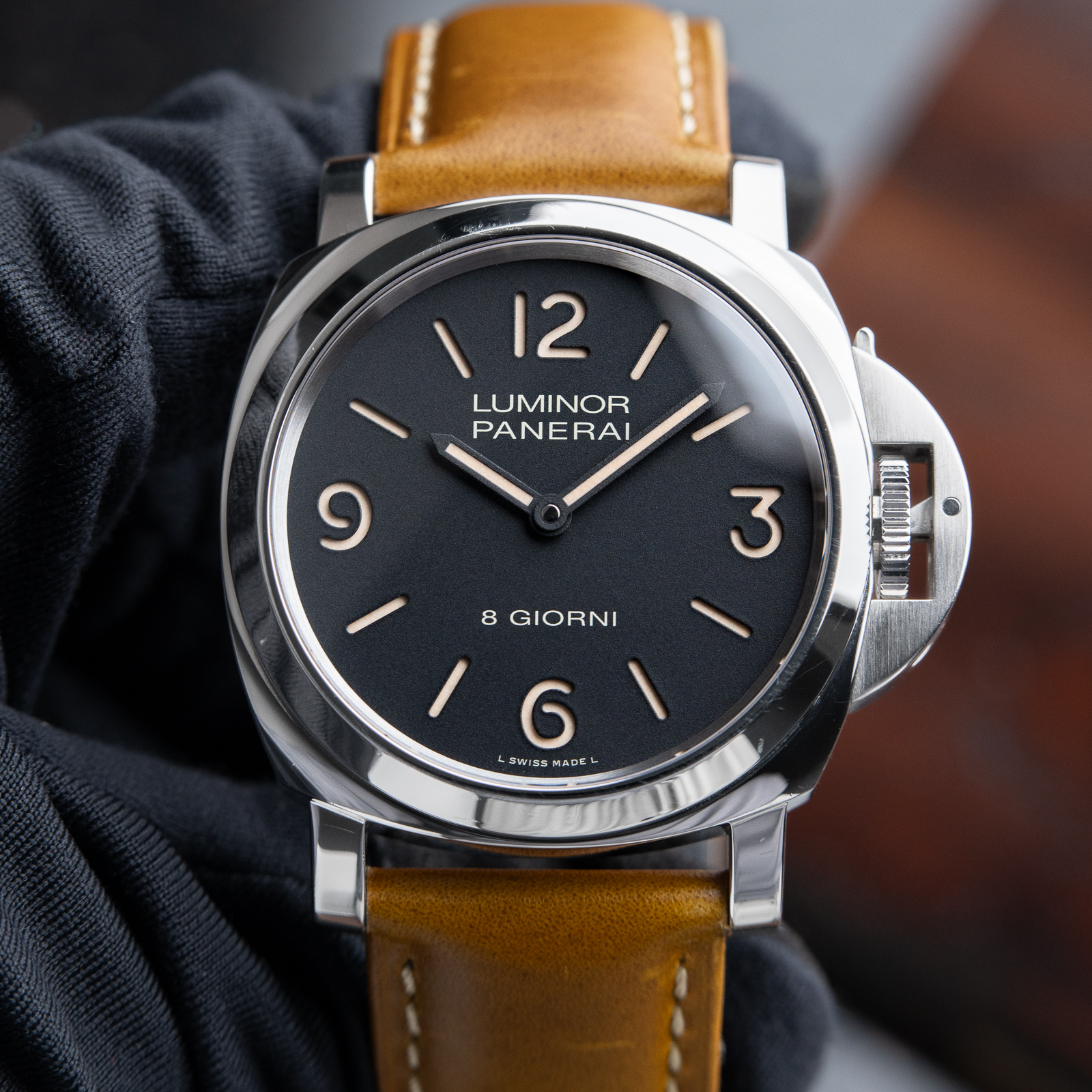 Panerai Luminor 8 Days Giorni Hand Wind Black Dial Set 44mm PAM914