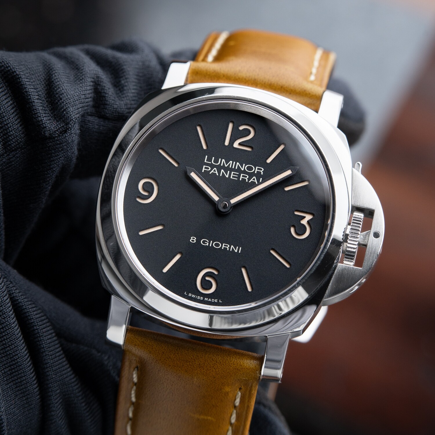 Panerai Luminor 8 Days Giorni Hand Wind Black Dial Set 44mm PAM914