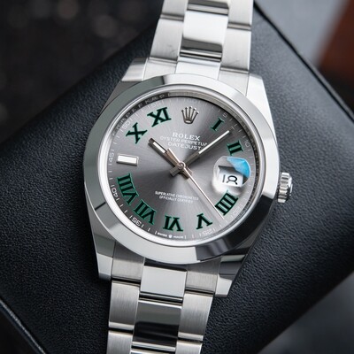 Rolex Datejust 41 Wimbledon Grey Dial 126300 2023 Oyster Steel Smooth