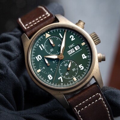 IWC Pilot's Watch Spitfire Chronograph Bronze Case Green Dial Automatic Watch 41