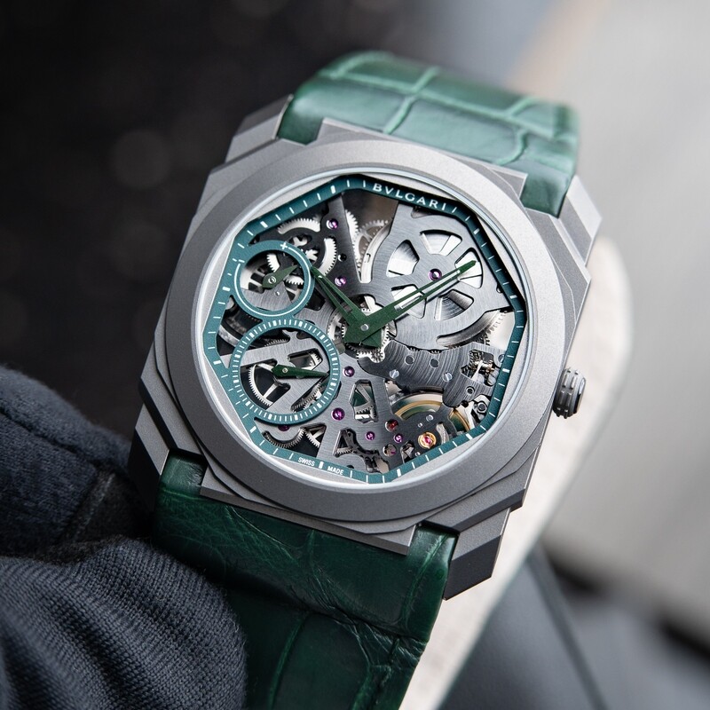 BVLGARI Octo Finissimo Titanium Skeleton RARE Limited Ed. Dubai Green Watch 40mm