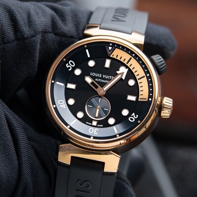 Louis Vuitton Tambour Street Diver Chronograph, automatic, 46mm, Steel Black
