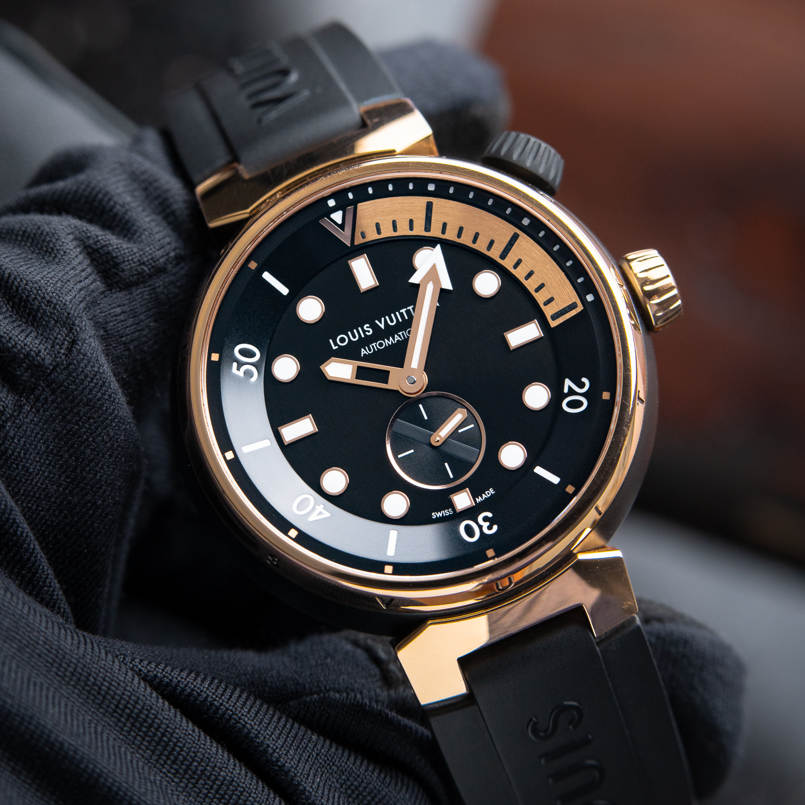 Louis Vuitton Tambour Street Diver, automatic, 44mm, Steel Black