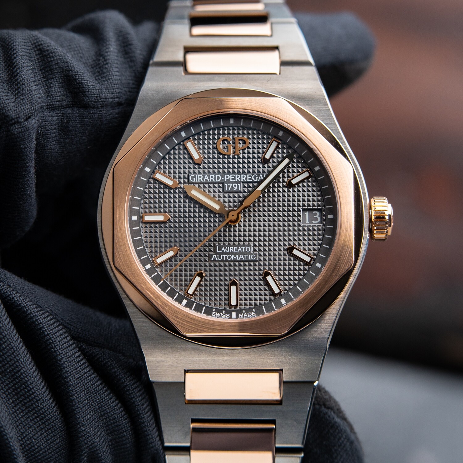 Girard Perregaux Laureato Two Tone Titanium Rose Gold Gray