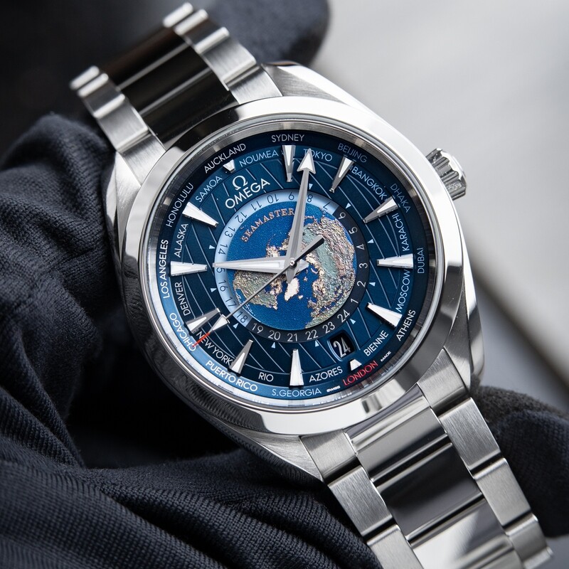 Omega Seamaster Aqua Terra Worldtimer GMT Co-Axial Steel Bracelet Strap 43mm