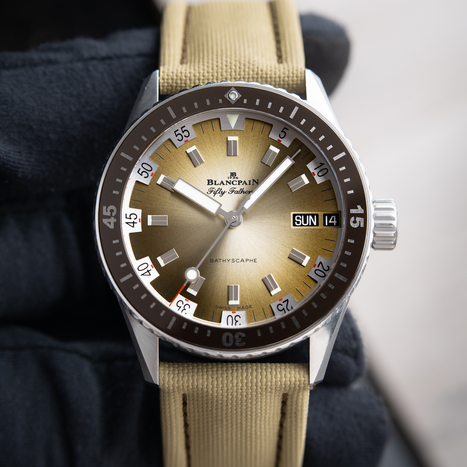 Blancpain Fifty Fathoms Bathyscaphe Day Date Desert Edition Diver Ceramic