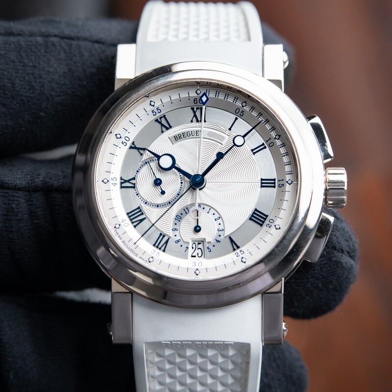 Breguet Marine White Gold Chronograph Date Silver Dial 42mm 5827BB