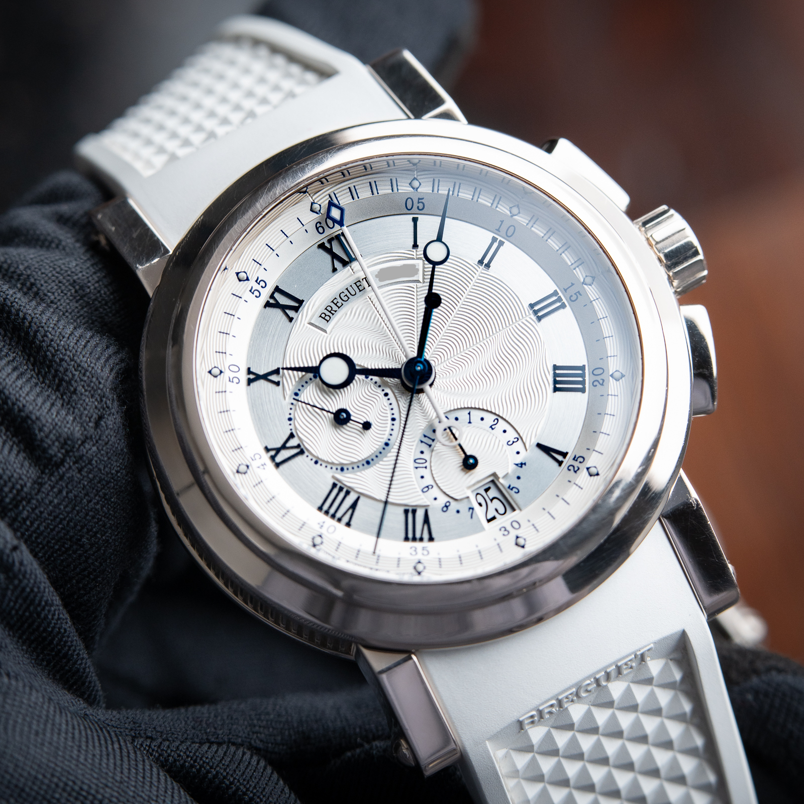 Breguet Marine White Gold Chronograph Date Silver Dial 42mm 5827BB