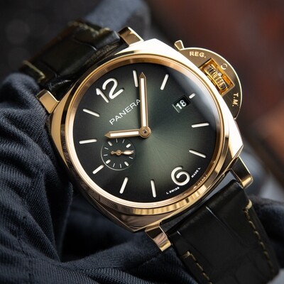 Panerai Luminor Due Yellow Gold Green Sunburst UNWORN Automatic