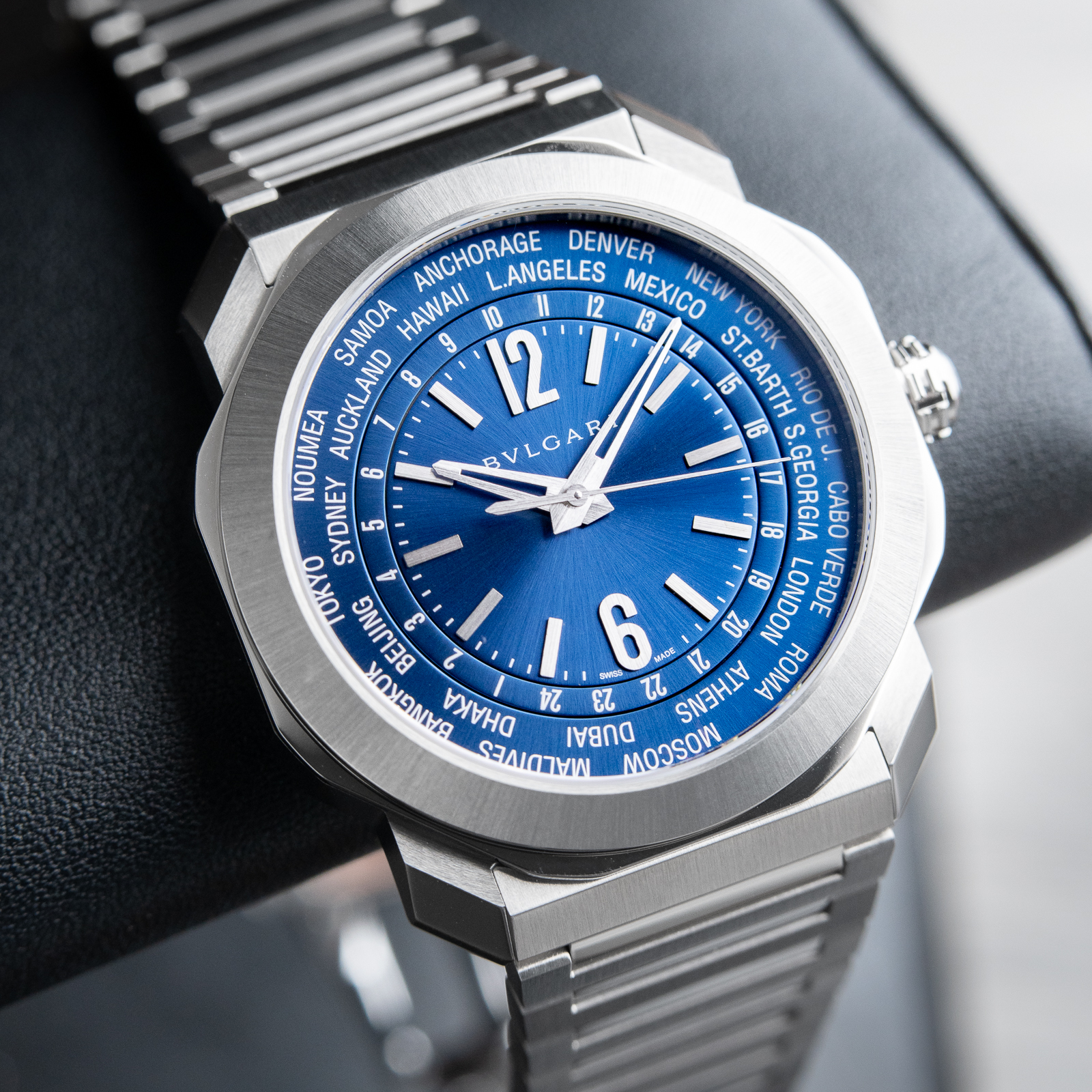 BVLGARI Octo Roma Worldtimer Bulgari Blue Dial Steel Bracelet Automatic 41 103481