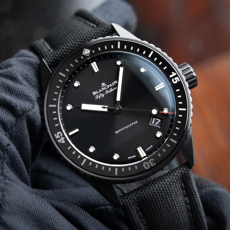 Blancpain Fifty Fathoms Bathyscaphe 5000 Ceramic Diver 120 Hour Black Dial