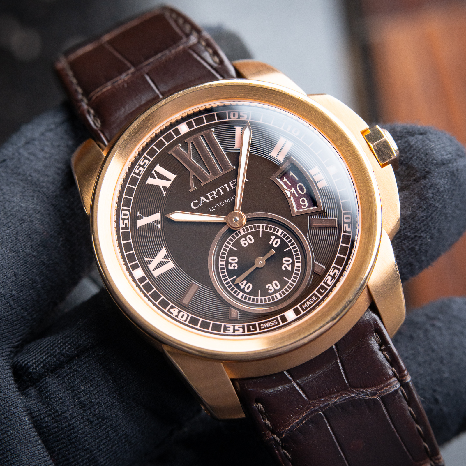 Cartier Calibre de Cartier Rose Gold Brown Dial Automatic Date 42 W7100007