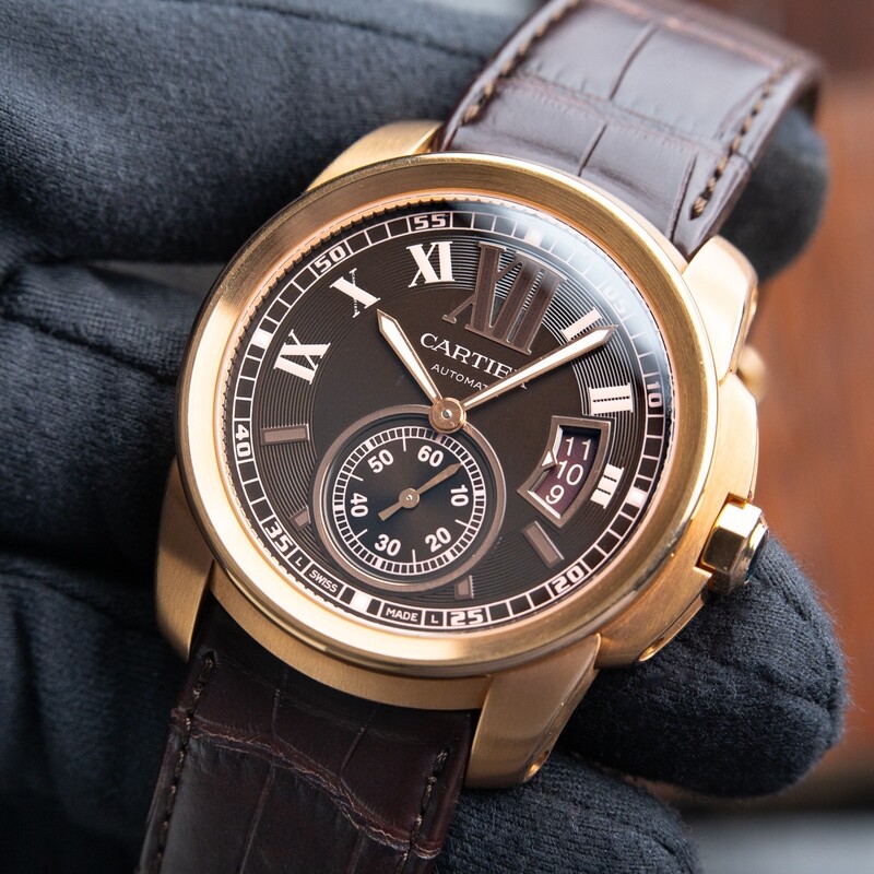 Cartier Calibre de Cartier Rose Gold Brown Dial Automatic Date 42 W7100007