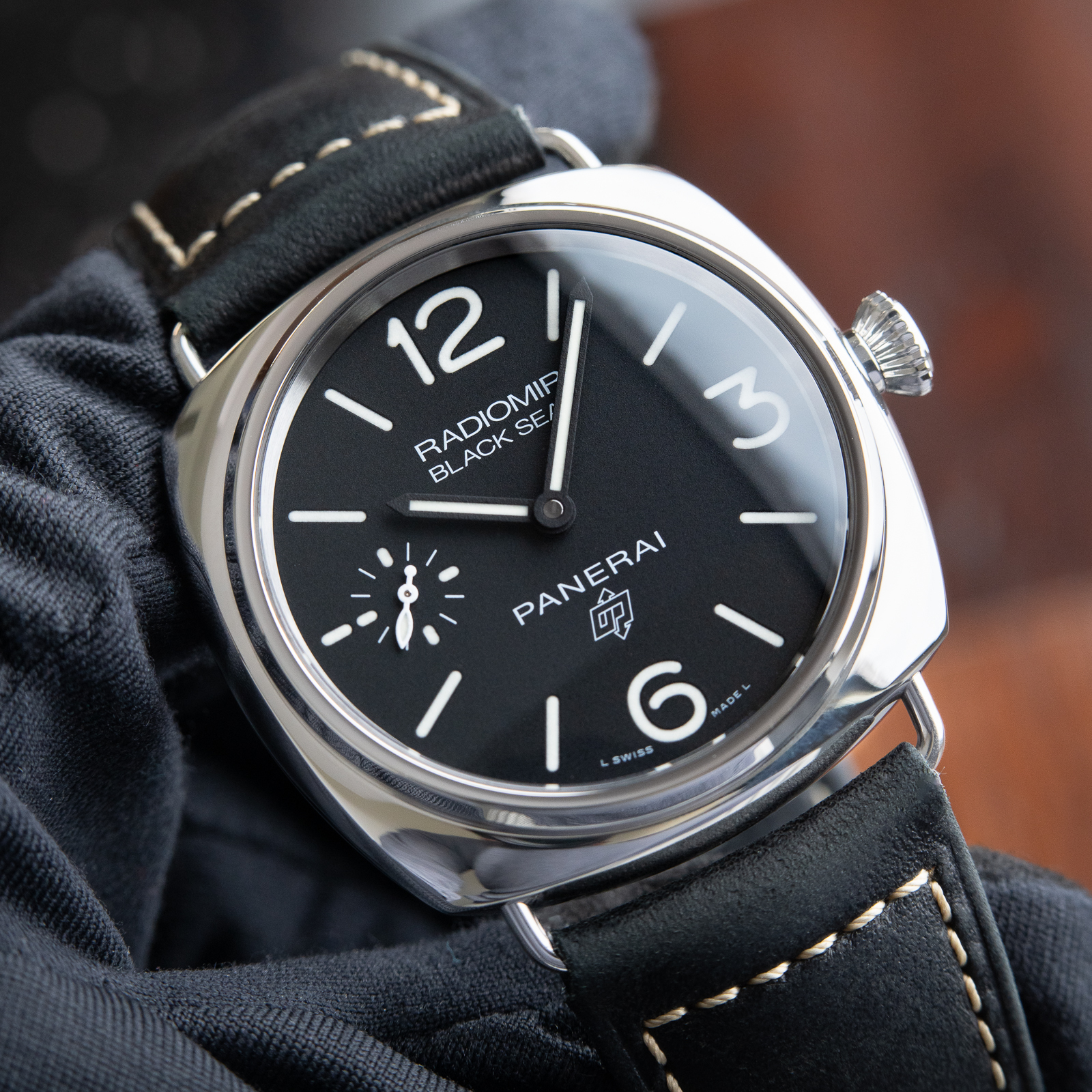 Panerai Radiomir Black Seal Logo Steel Leather Strap Manual Pam754 Set 45