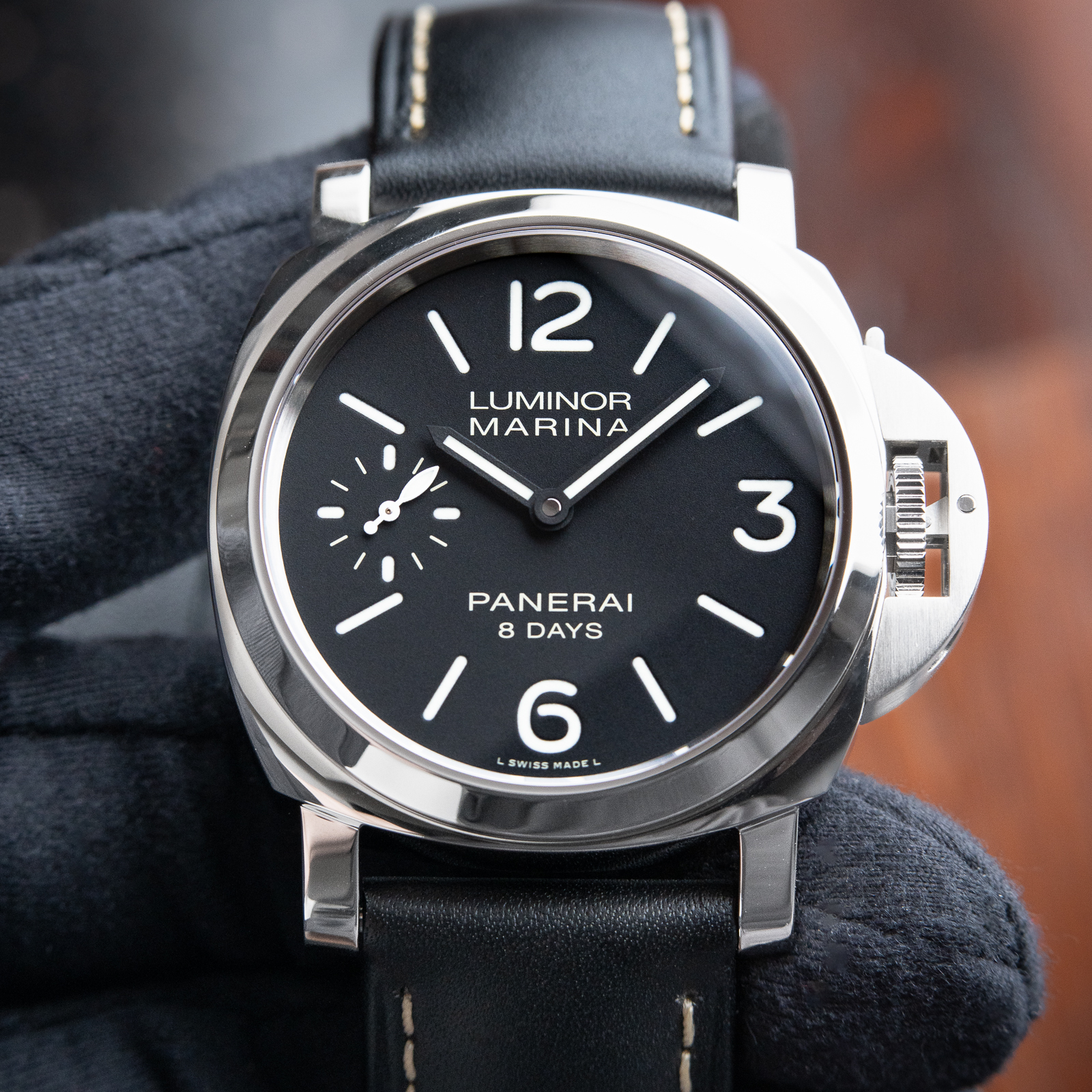 Panerai Luminor Marina 8 Days UNWORN Exhibition Black Manual Watch 44mm Pam510