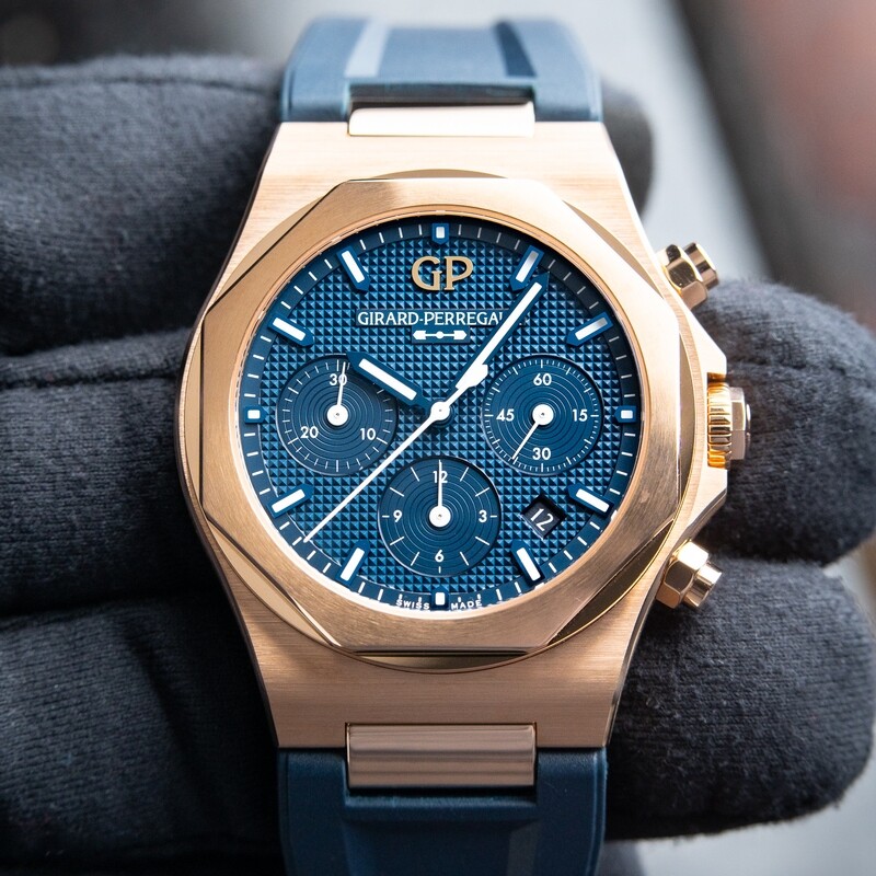 Girard Perregaux Laureato Rose Gold Chronograph UNWORN 2023 Blue 81020 42mm