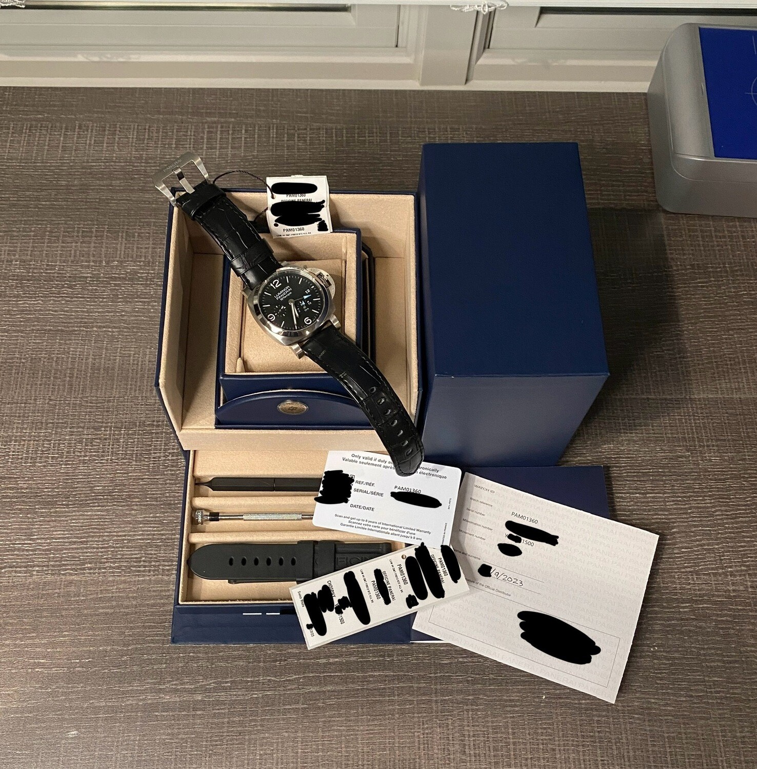 Panerai Luminor BiTempo UNWORN GMT Date Automatic Leather Black 44