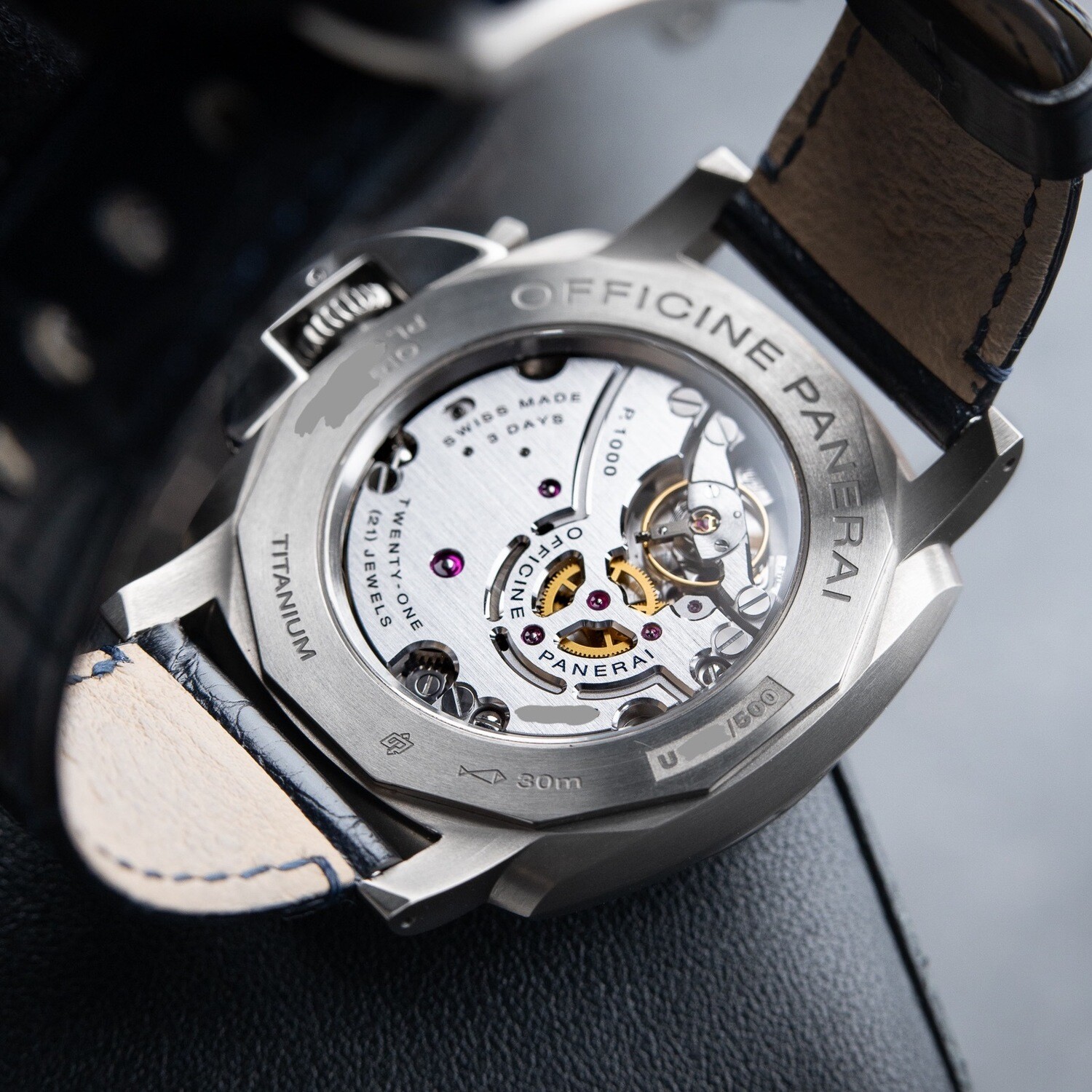 Panerai Luminor Due Titanium Blue Sunburst Dial Automatic Leather Pam728