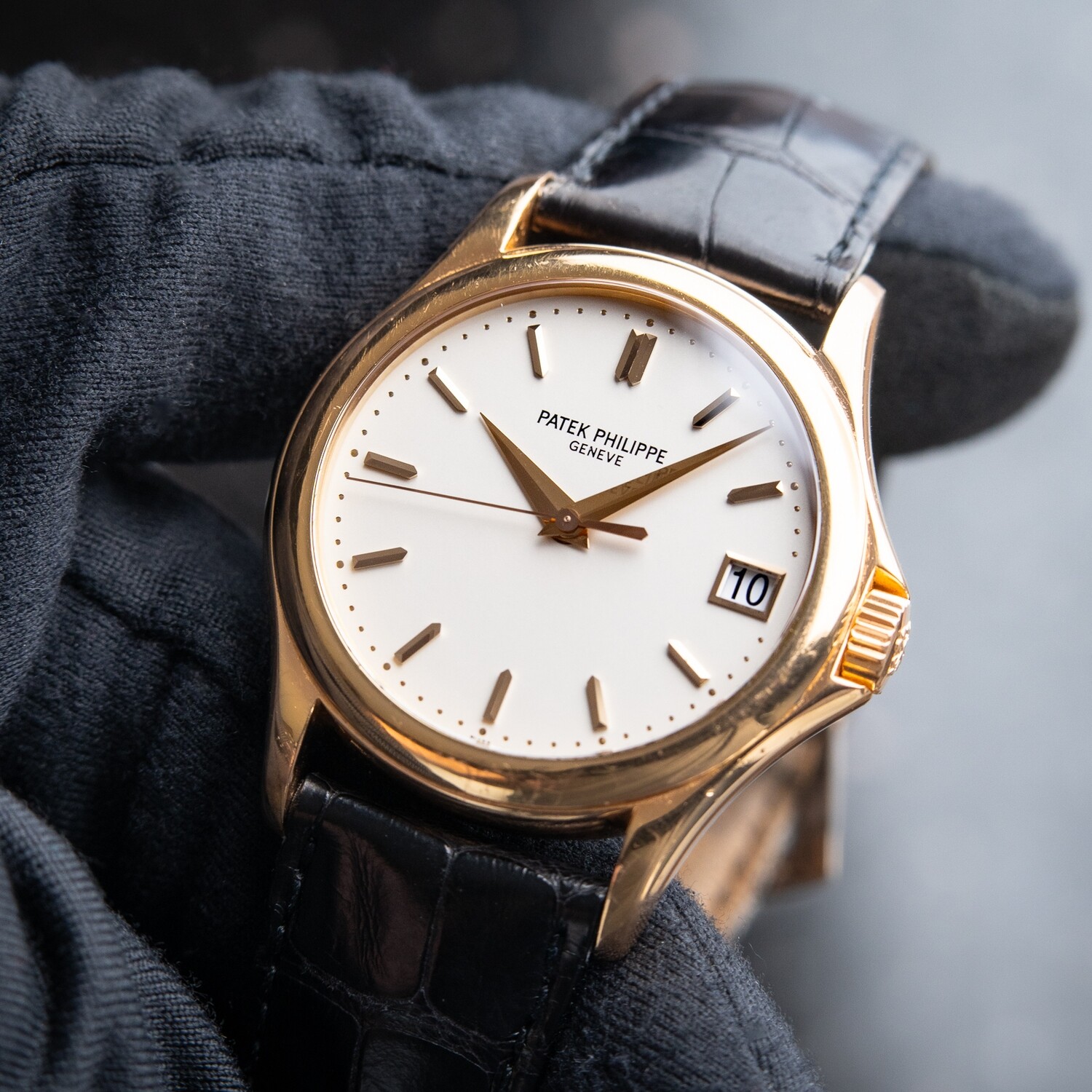 Patek Philippe Calatrava Automatic Rose Gold Leather Silver Dial