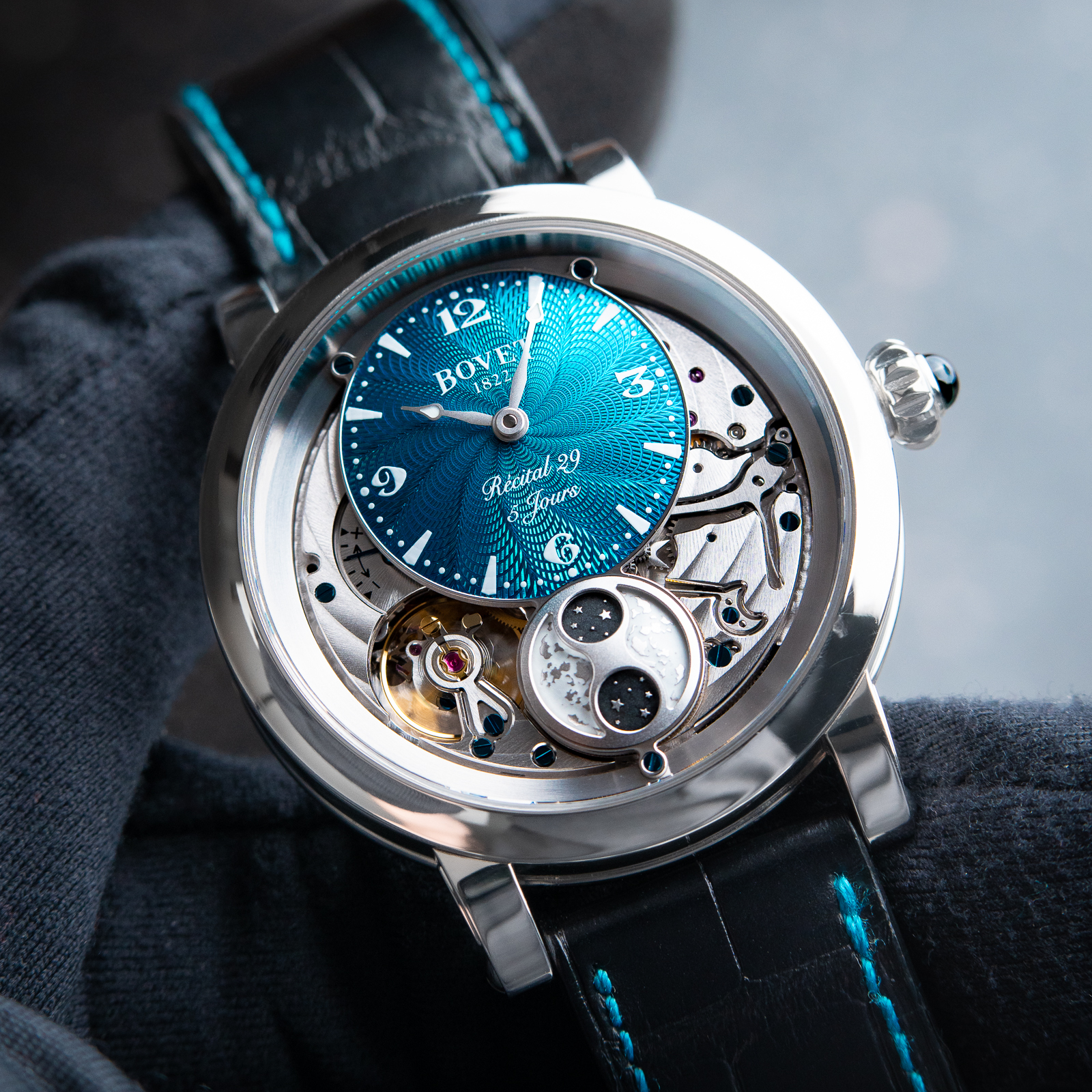 Bovet Dimier Recital 29 Limited Edition Turquoise Dial Moonphase Leather