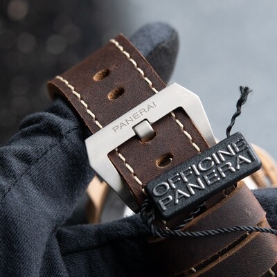 〇PANERAI ブラウン クロコダイルレザーベルト YZ5903 Dark Brown Croco Grain Italian Leather Strap for Panerai | Strapcode