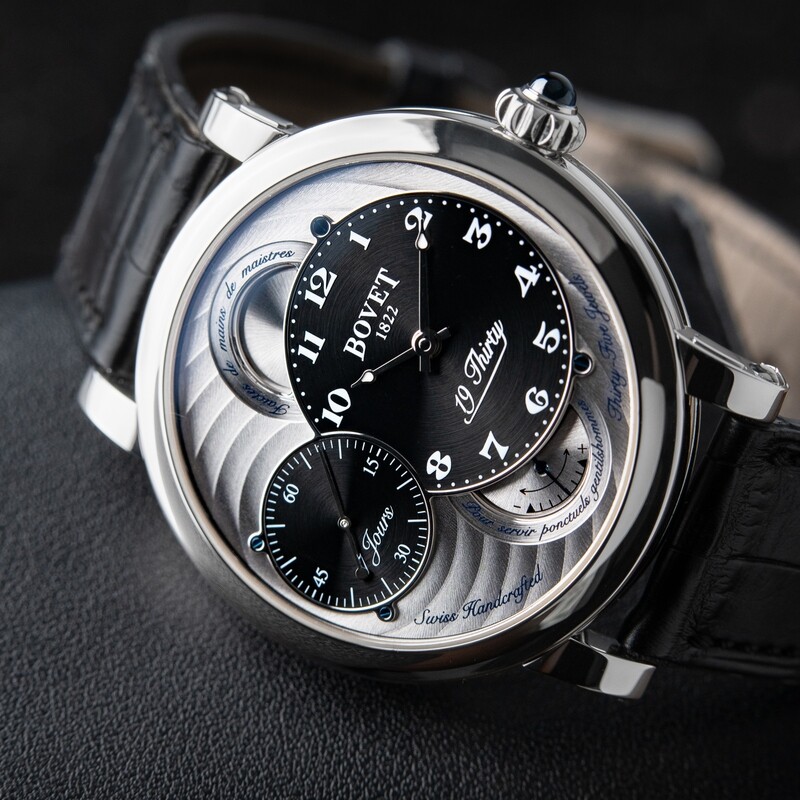 Bovet Dimier 19Thirty Black Sunburst Dial Stainless Steel Manual Set RARE