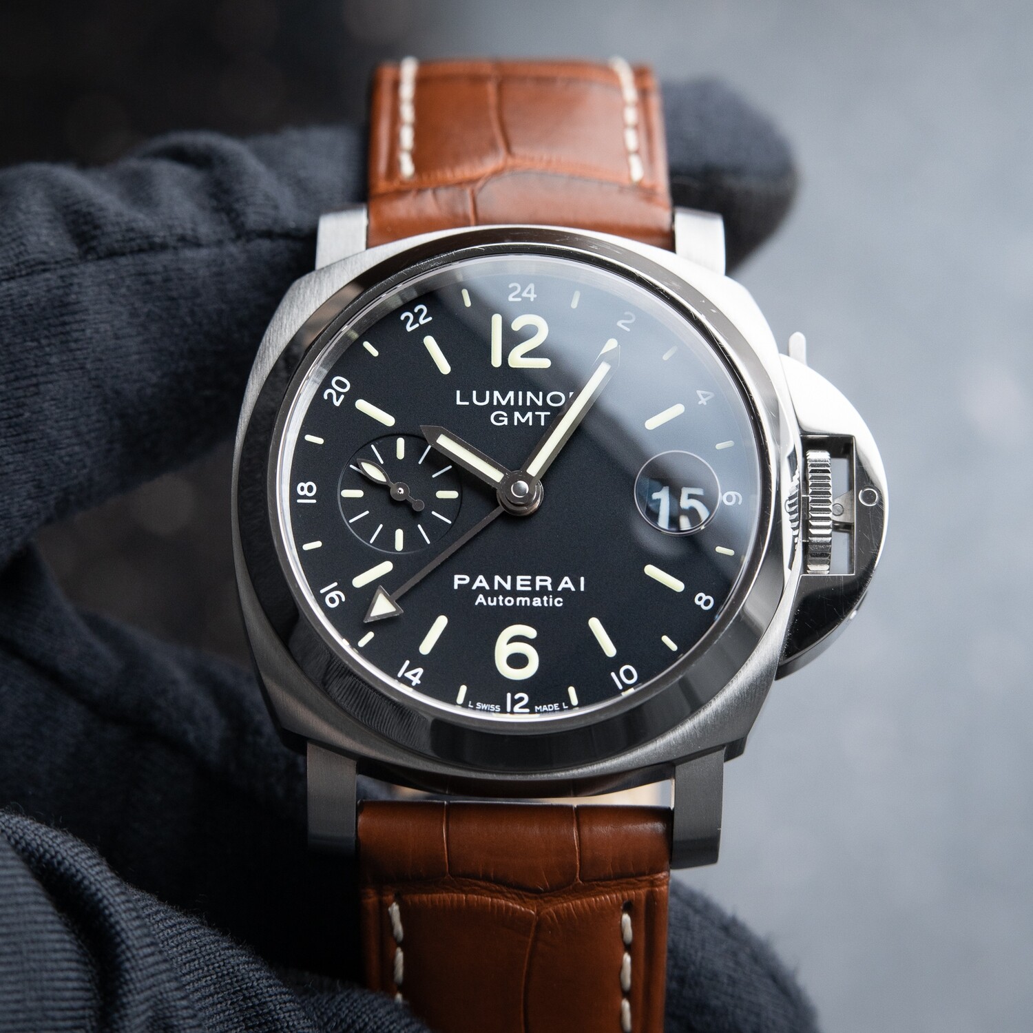 Luminor Gmt Pam 40mm Panerai Luminor GMT Acciaio Automatic 300M