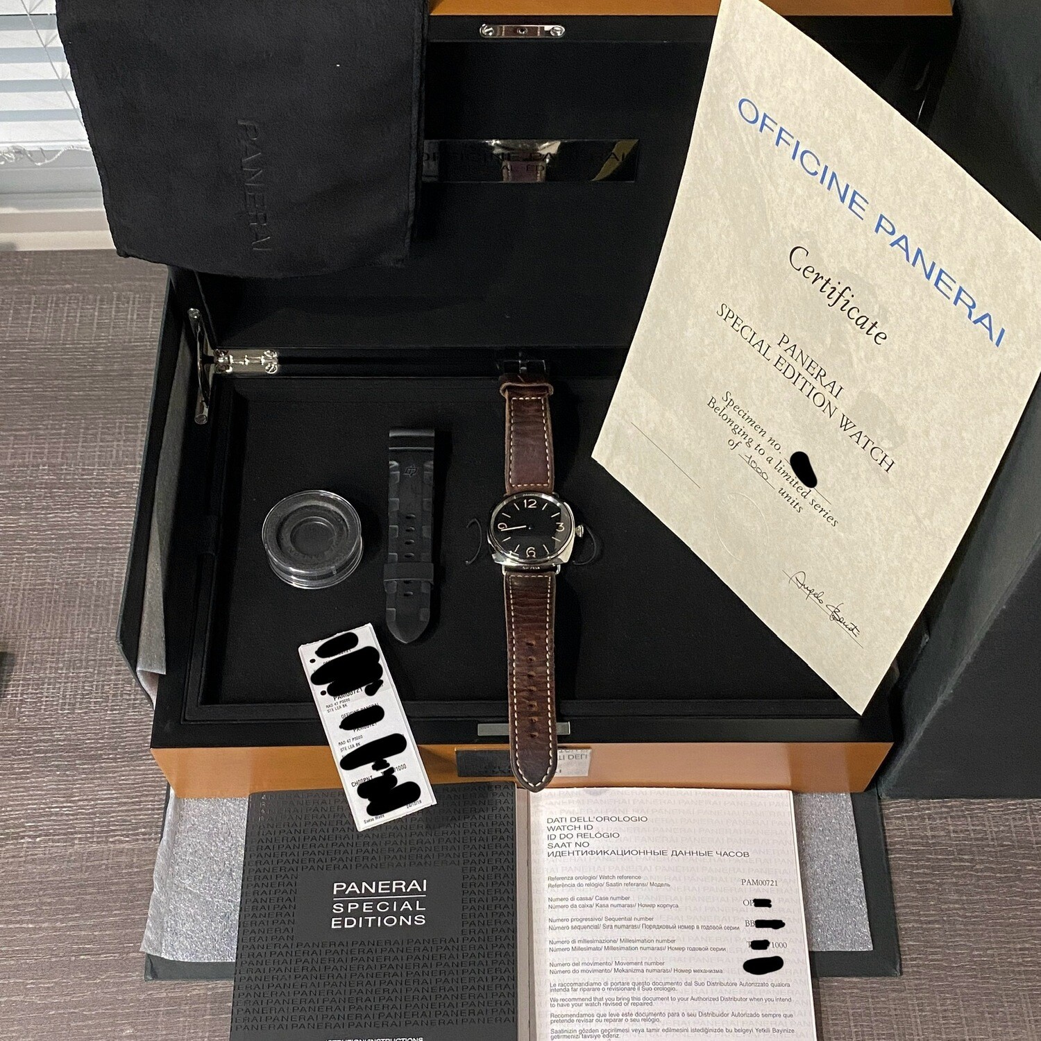 Panerai Radiomir Days Acciaio Steel Case Leather Strap Manual 47 Pam721