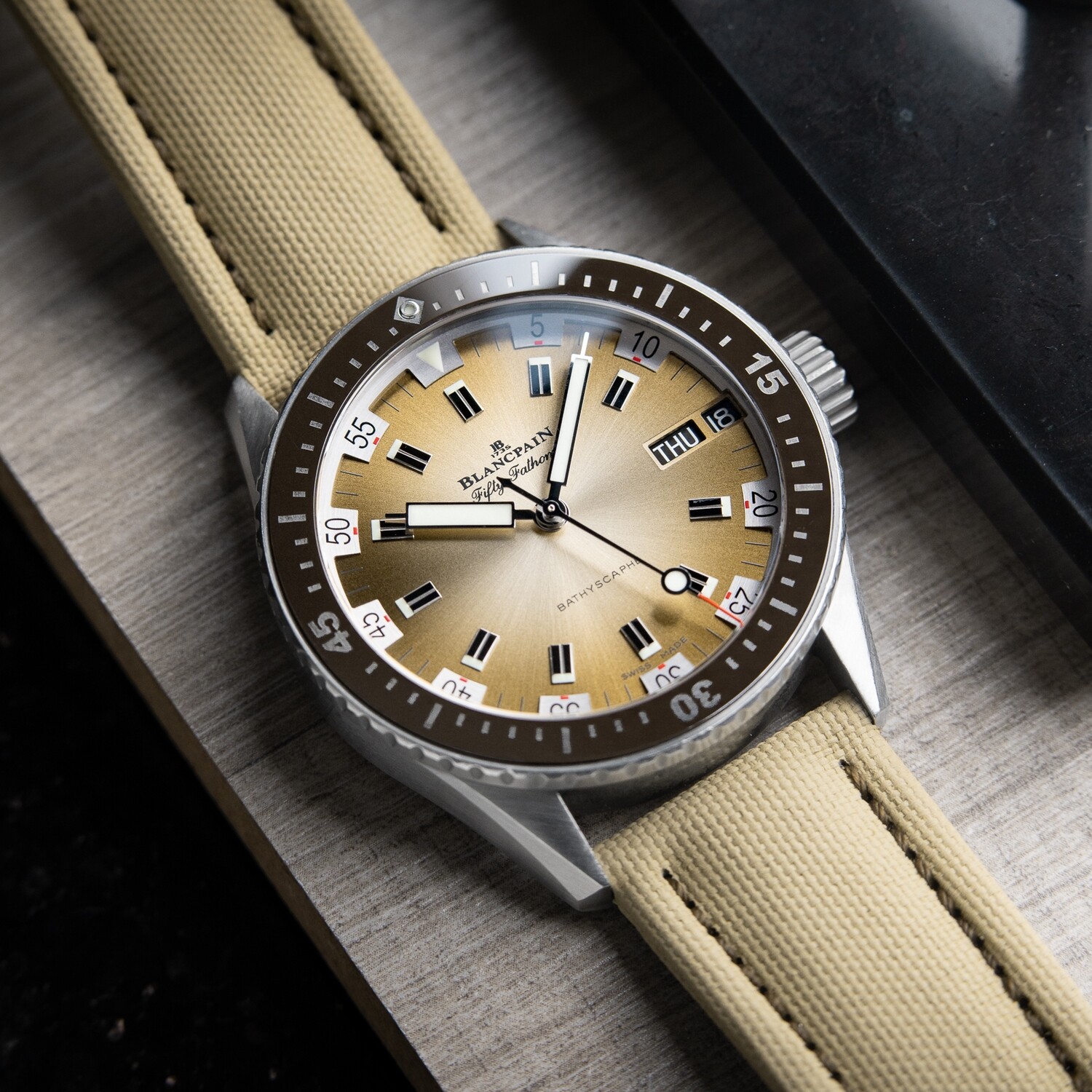Blancpain Fifty Fathoms Bathyscaphe Day Date Desert Edition Diver Ceramic
