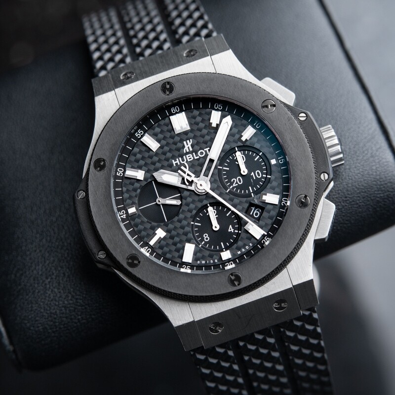 Hublot Big Bang 44mm Steel Automatic Chronograph Ceramic Black Carbon Dial