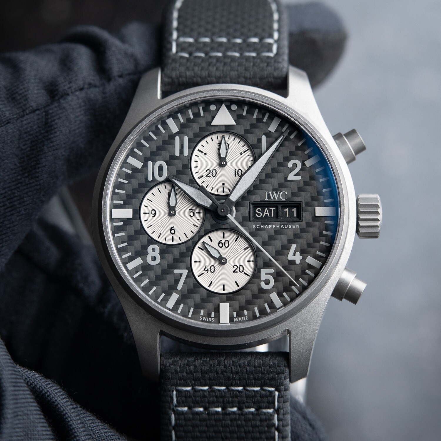 IWC Pilot's Watch Titanium Chronograph "AMG" Edition Carbon Fiber Automatic 43mm