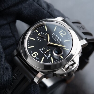Panerai Luminor Power Reserve Black Dial Steel Leather Automatic 44mm Pam90