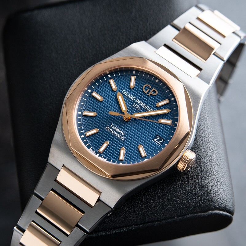 Girard Perregaux Laureato Two Tone Titanium Rose Gold Blue Automatic 42mm