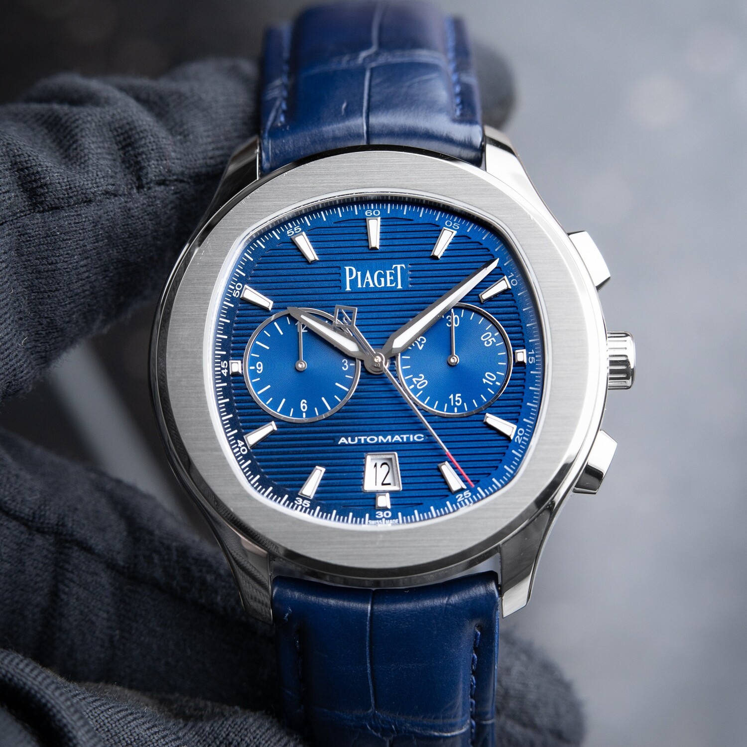 Piaget Polo S Chronograph Blue Dial Steel Leather Automatic 2022 42mm