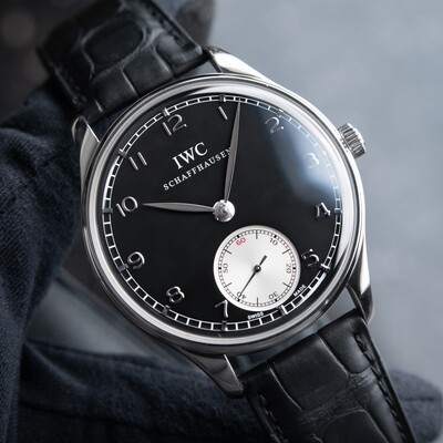 IWC Portugieser Hand-Wound 98295 Black dial Leather Steel 44mm IW545404