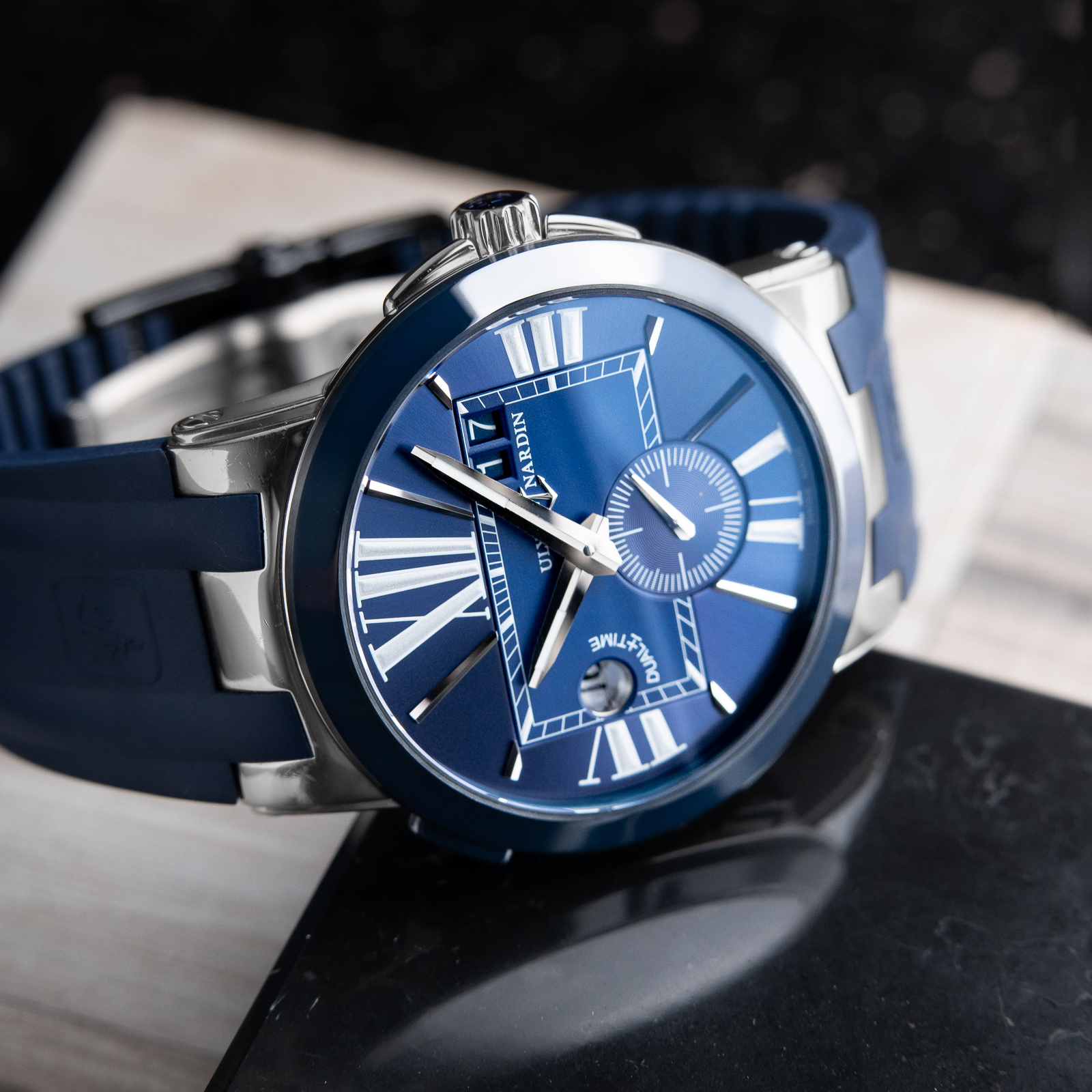 Ulysse Nardin Executive Dual Time Date Blue Ceramic Steel 243-00 Automatic