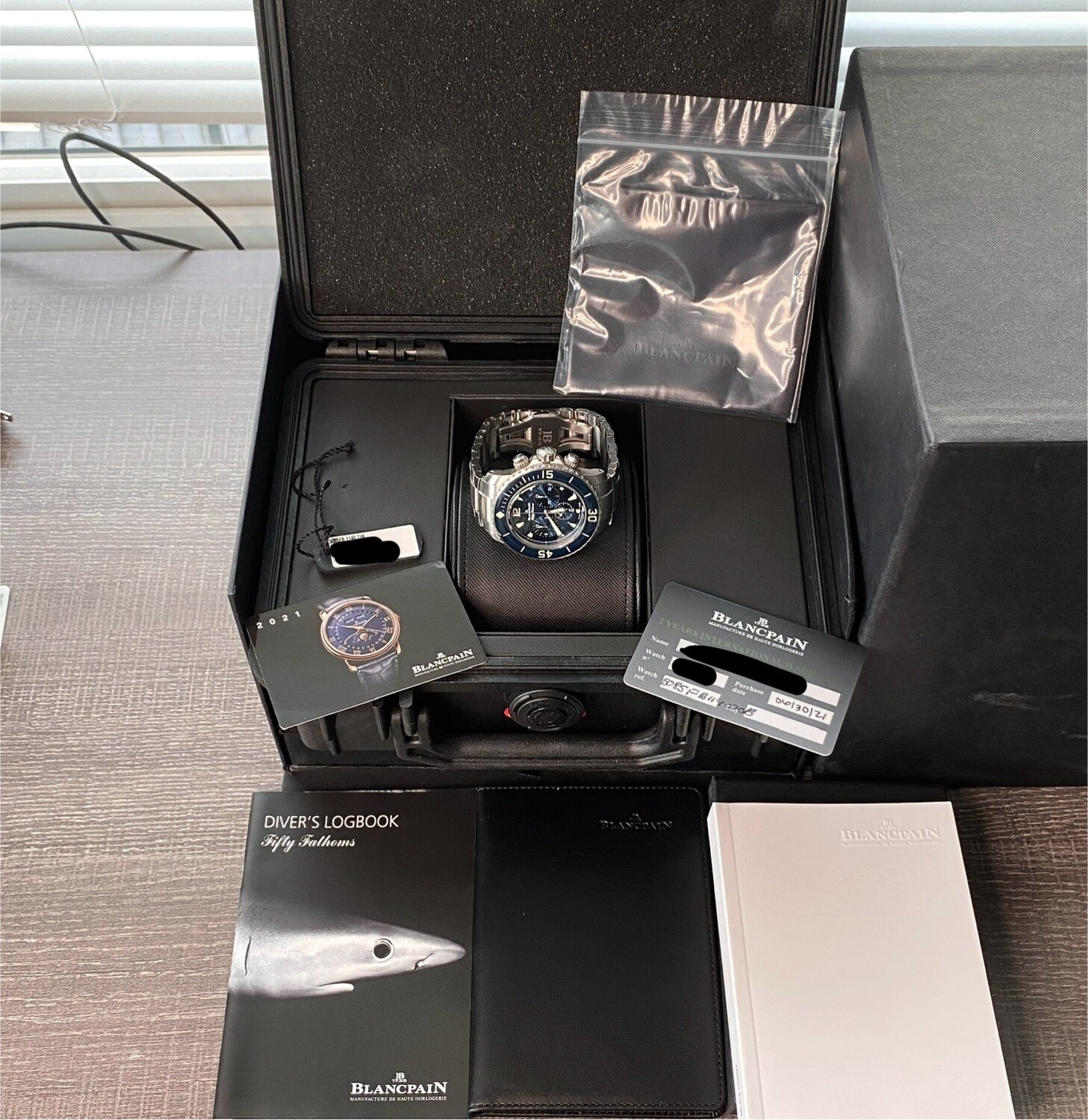 Blancpain Fifty Fathoms Flyback Chronograph Diver 300M Blue Dial Bracelet  5085FB