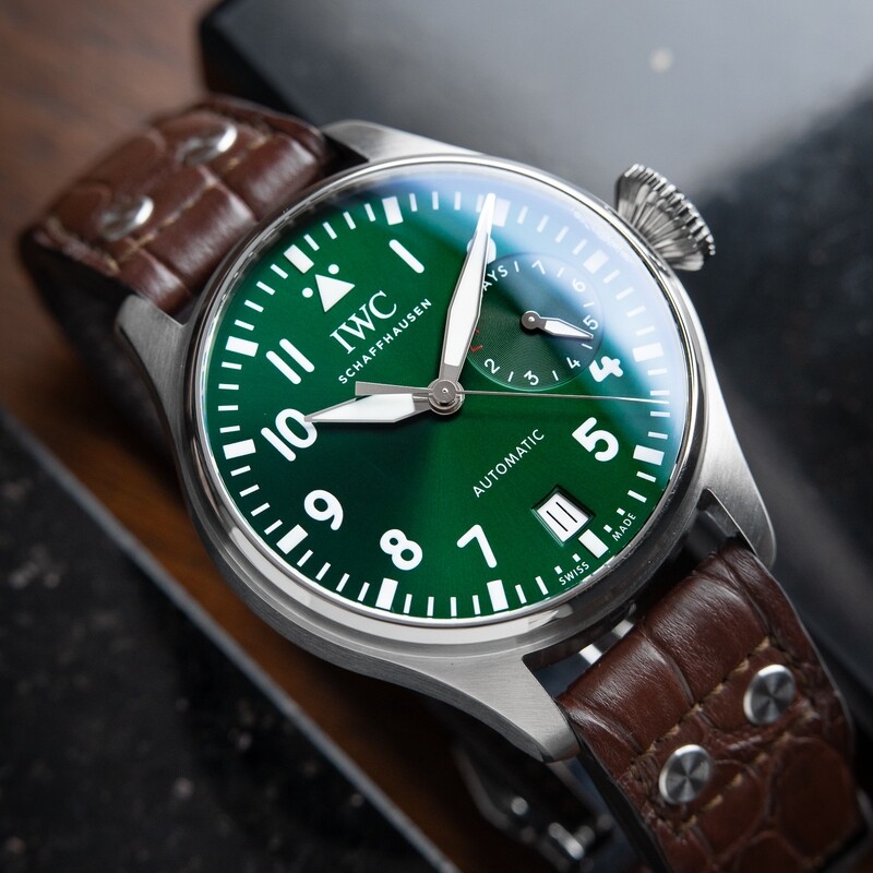 IWC Big Pilot's Watch 7 Days Green Dial Steel Leather Automatic 46.2mm