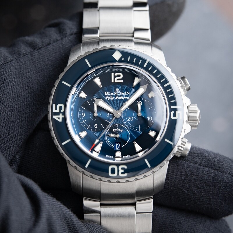 Blancpain Fifty Fathoms Flyback Chronograph Diver 300M Blue Dial Bracelet 5085FB