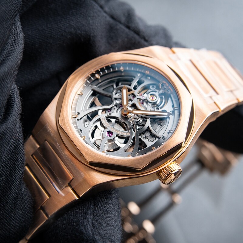 Girard Perregaux Laureato Skeleton Openworked Rose Gold Bracelet 81015 42mm