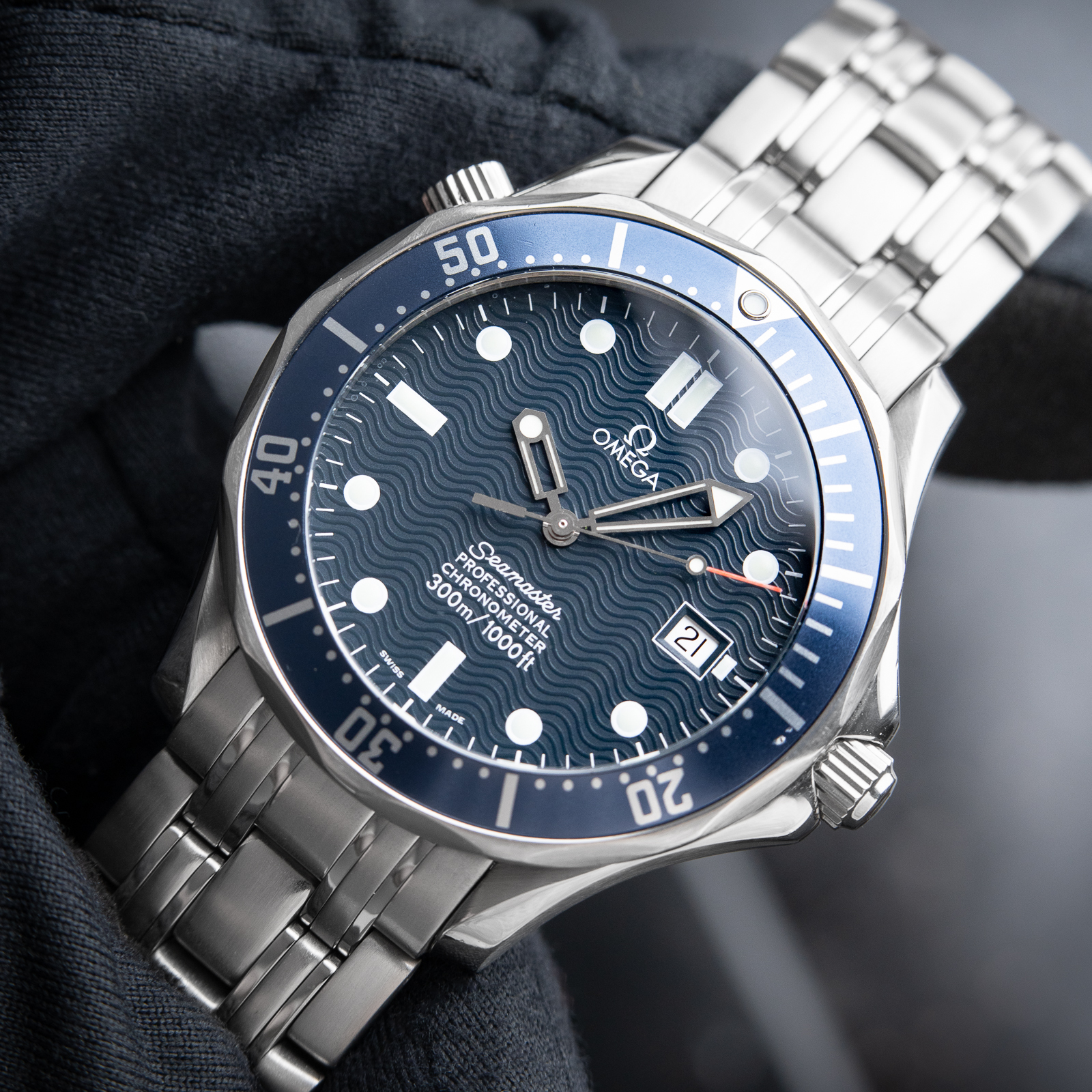 OMEGA Seamaster SMP Diver Date Blue Ceramic Steel James Bond Automatic Set 2531.80