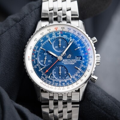 Breitling Navitimer Heritage 1 Chronograph 41 Blue Dial Steel Bracelet GMT