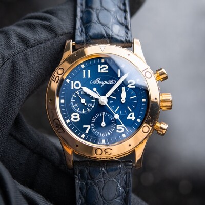 Breguet Type XX Aeronavale Flyback Chronograph Rose Gold Blue Automatic 39mm