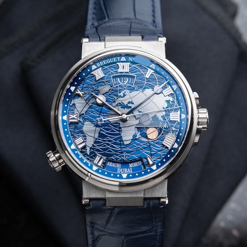 Breguet Marine Hora Mundi 5557BB UNWORN 8/2023 White Gold World Time Blue 43.9mm